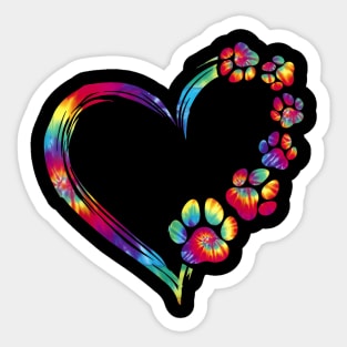 Dog Mom Dad Puppy Love Dogs Paw Heart Tie Dye Sticker